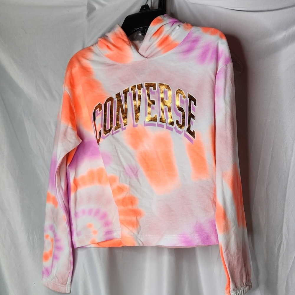 Converse L Girl's All Over Print Tie-Dye Boxy Hoodie (Big Kids) Size L